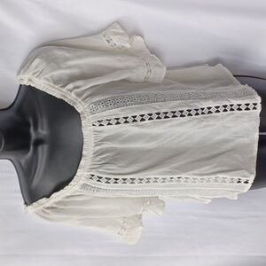 Francesca's Collections Tops Mi Ami Off Shoulder Croquet Short Sleeve Top L